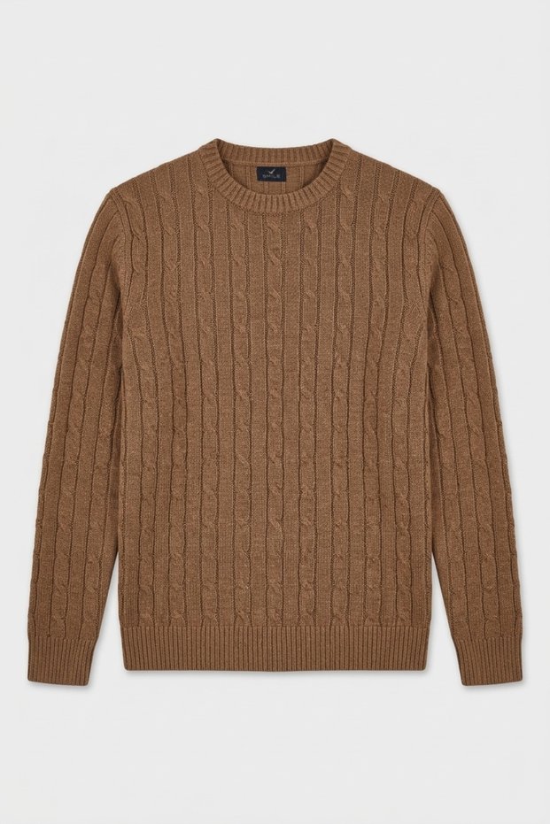 Kalani Camel 100% Cotton Crew Neck Sweater