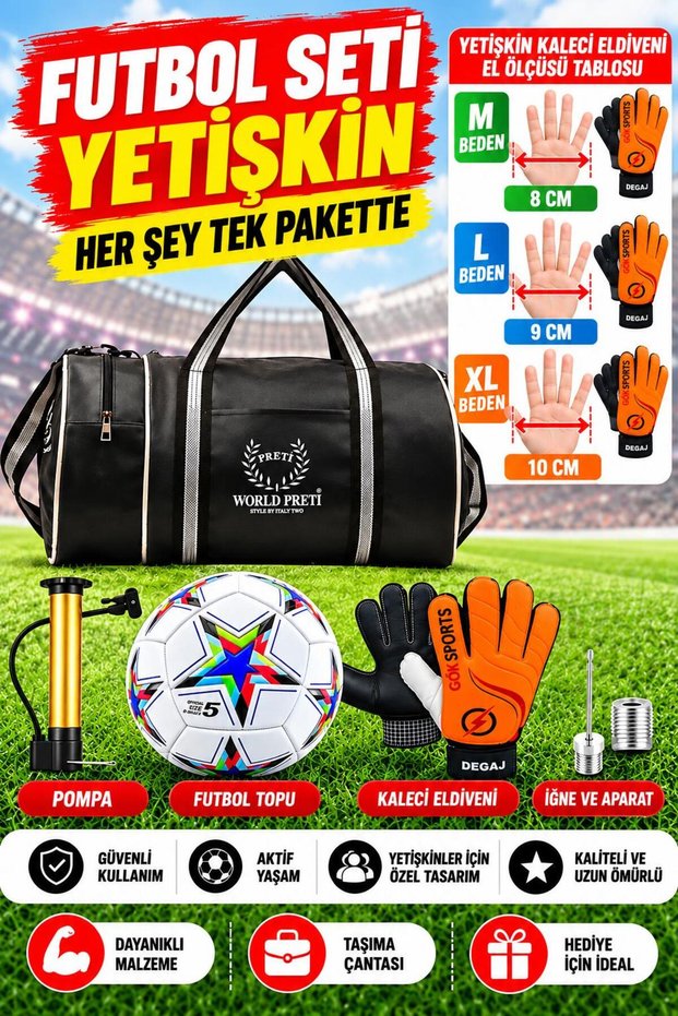 Adult Goalkeeper Gloves Cylinder Sports Bag Soccer Ball Pump Gift