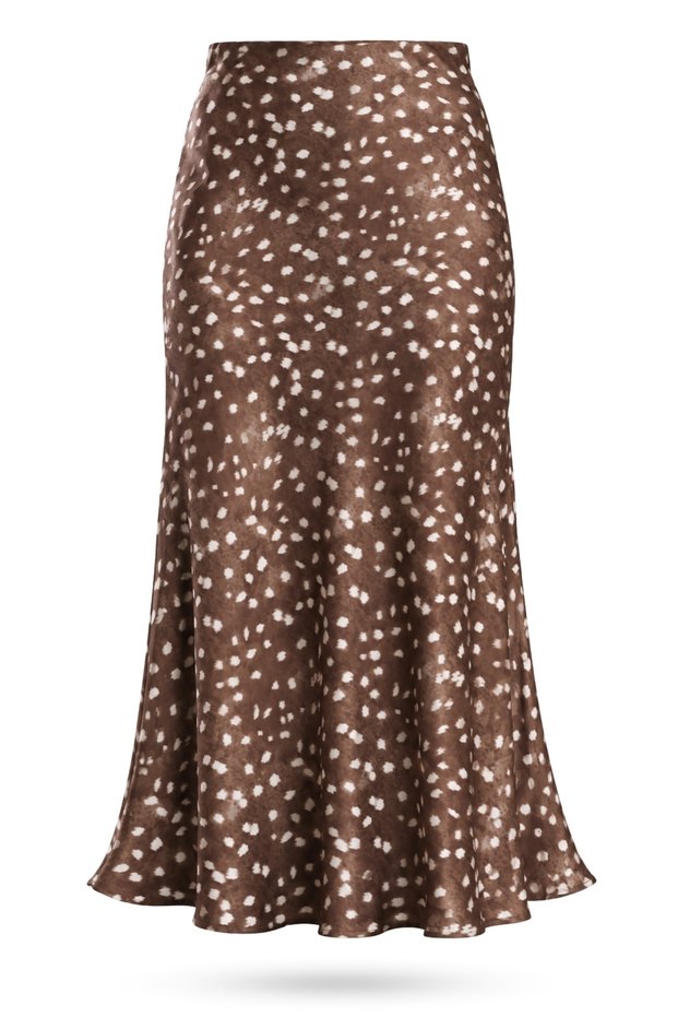 Brown Bambi Pattern Satin Skirt 19249