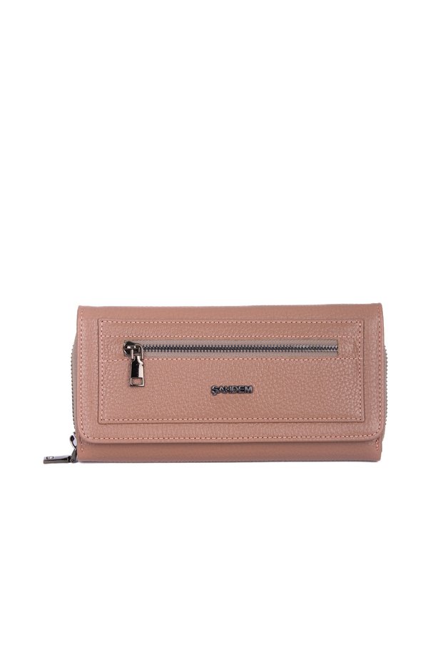 Genuine Leather Zippered Women's Wallet