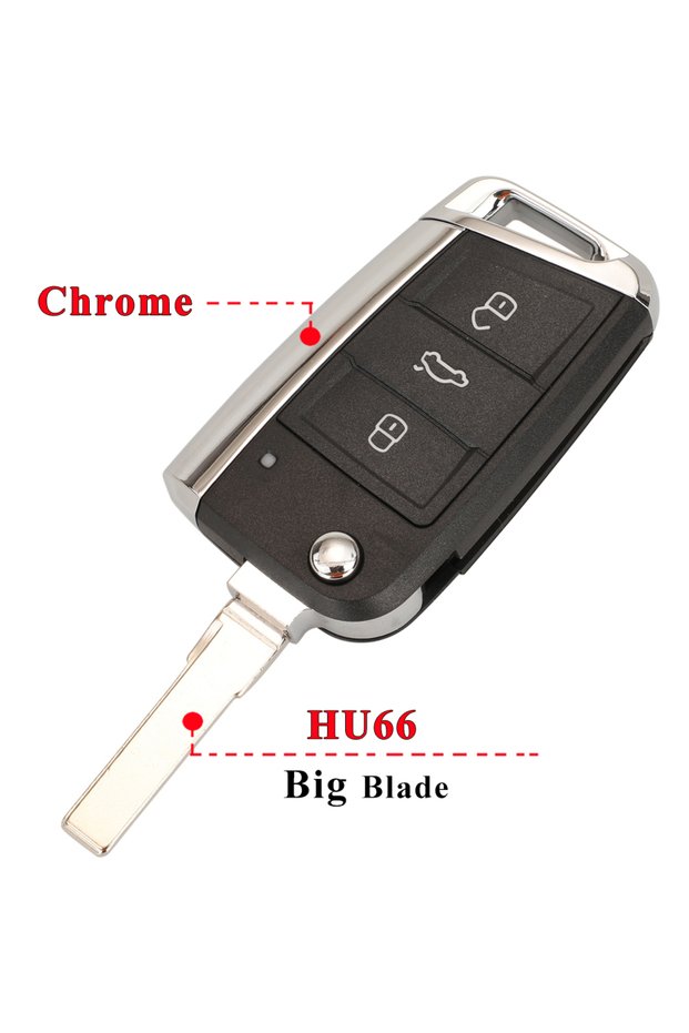 Chrome Side Hu66 Jingyuqin 10pcs Flip 3/4 Buttons Remote Car Key Shell Case Fob For VW Golf 7 GTI MK