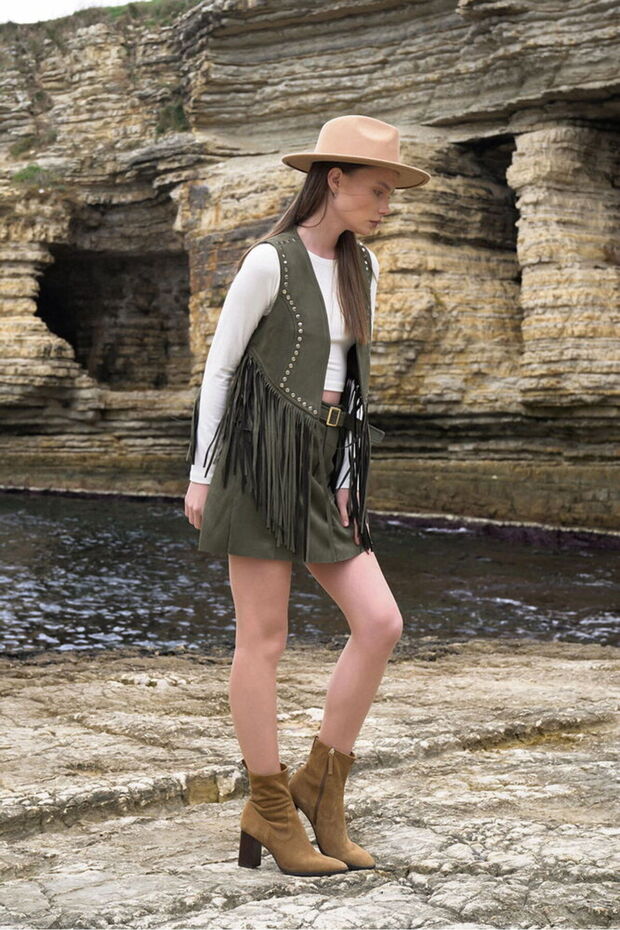 Tasseled Droplu Vest - Khaki | Vmf1806 - Khaki