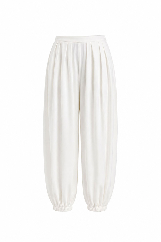 Pleated Satin Shalwar Trousers