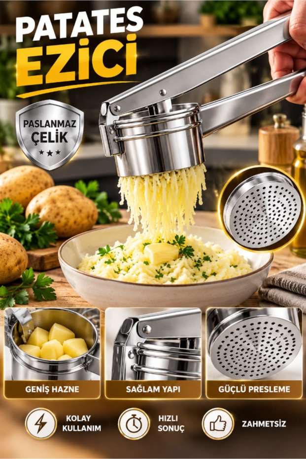Stainless Steel Potato Masher with Large Chamber | Potato Masher Puree