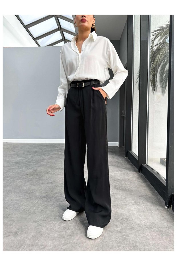 Comfortable Pleated Palazzo Trousers