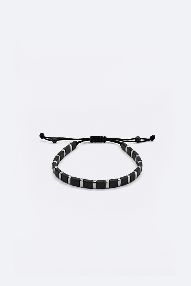 Men's Black Hematite Stone Bracelet B009624