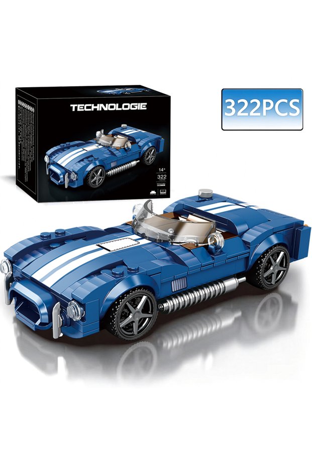 With Box 322PCS Blue Sport Car Building Block Set Creative City Vehicle Diy Car Model Bricks Desktop