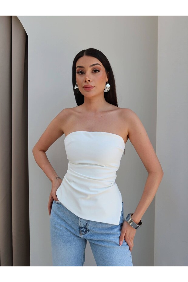 Strapless Asymmetrical Blouse