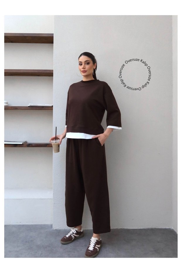 Contrast Detail Sweat Pants Set