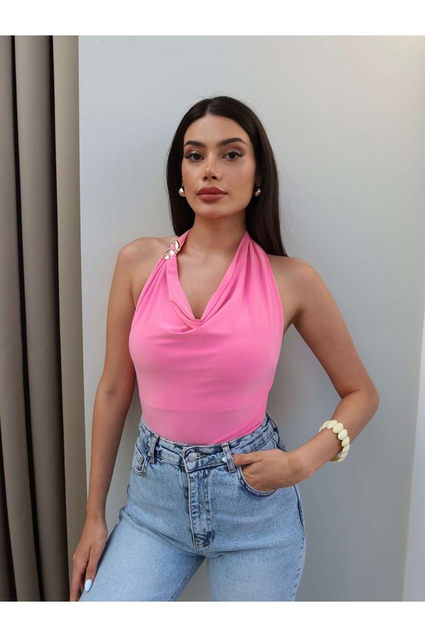 Halter Neck Buckled Blouse