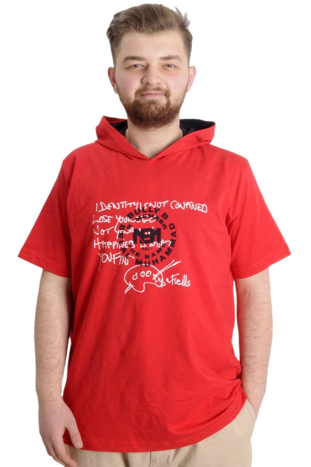 Fashion XL Large Size Men's T-Shirt Hoodie with Muhammad 23120 Red