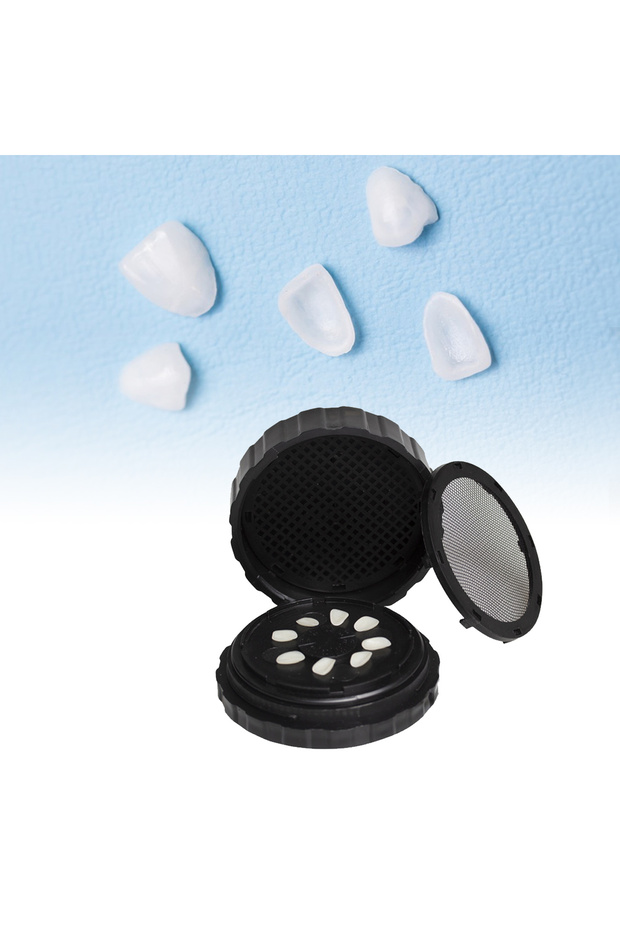 Round Dental Veneer Box Denture Veneer Processing Box Round Shape Reusable Black Denture Storage Box