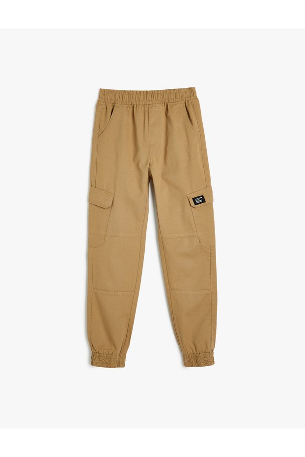 Cargo Jogger Pants with Pockets and Tie Waist Cotton