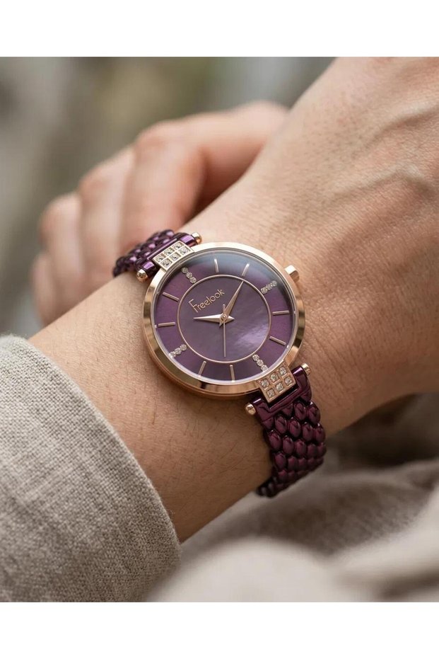 Purple Color Steel Stone Case 2 Years Warranty Women's Wristwatch F.8.1011.08