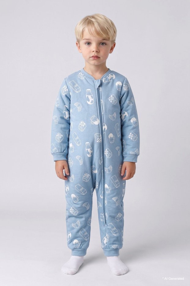 100% Cotton Patterned Zippered 1.6 Tog Sleeping Bag with Fiber Inside for Baby Boy I2363A526Wn
