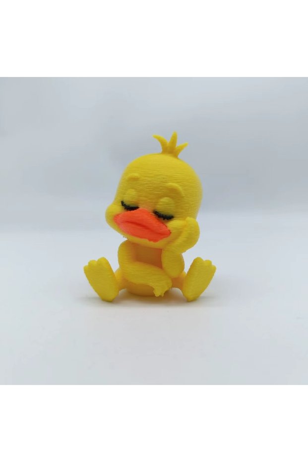 Orange Leisure Than Love Little Yellow Duck Statue Ornament, 3D Printed Duck Sitting Leisure Statue,
