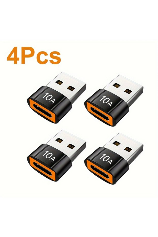 4pcs black 10A OTG USB 3.0 To Type C Adapter USB Female To Type c Male Fast Charging adadpter OTG US