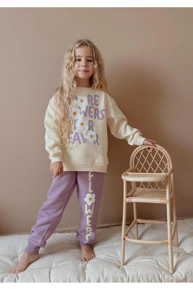 Girls' 3-Thread 100% Cotton Jersey Colorful Tracksuit Set