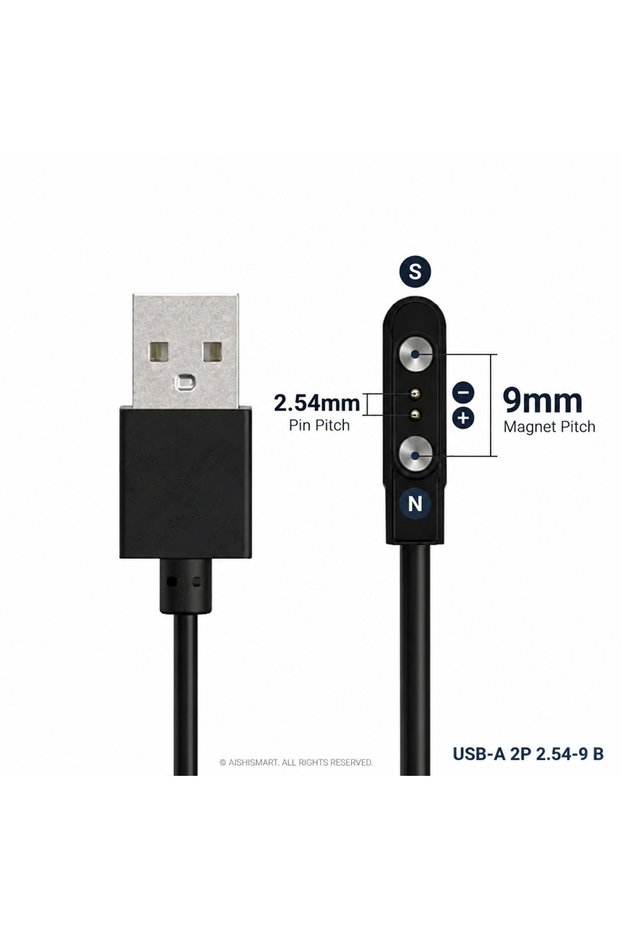 USB-A 2P 2.54-9 B-BK White Magnetic Charging Cable USB 2pin 4pin 5pin Dock Charger for Smart Watch K