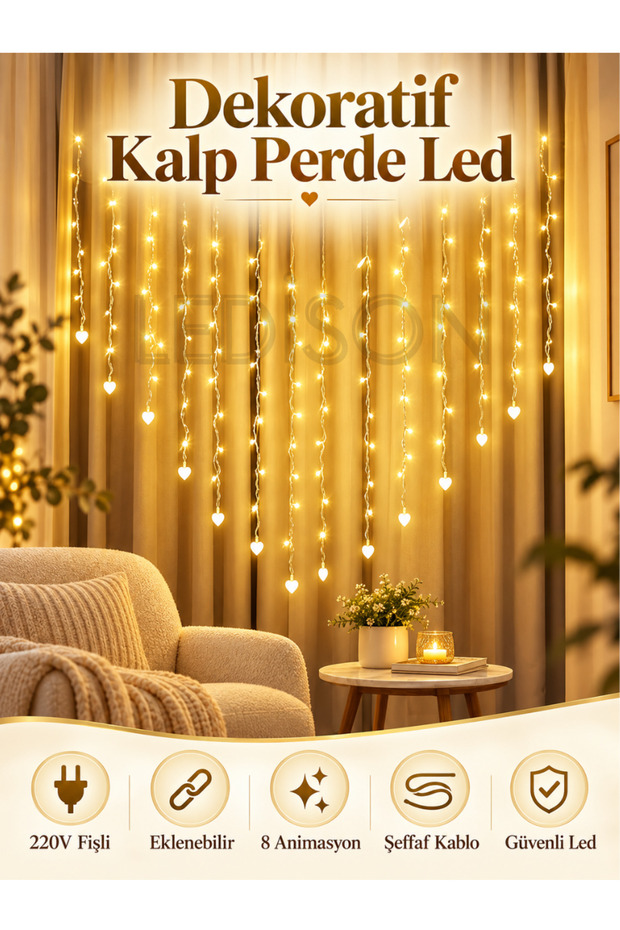 Kalp Şekilli Perde Led