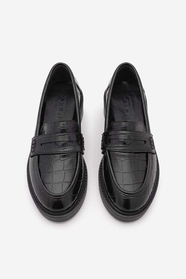 Women's Loafer Daily Classic Shoes Casual Moccasin Fonle Black Croco