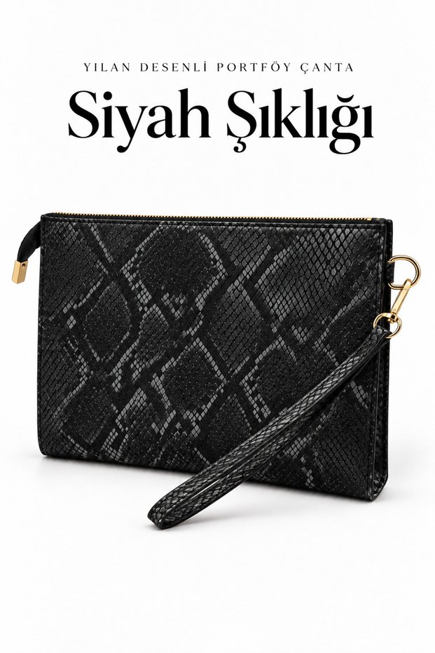 Nora Women's Portfolio Handbag - Patterned Clutch Bag with Wrist Strap