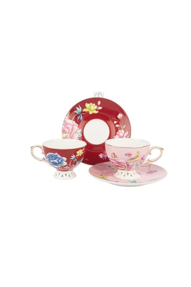 Vivida Set of 2 Pink Burgundy Coffee Cups 90ml