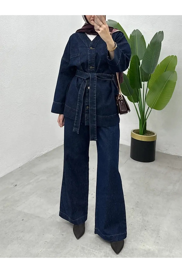 Jeans Suit with Trousers - Kt - 61824 - Navy Blue