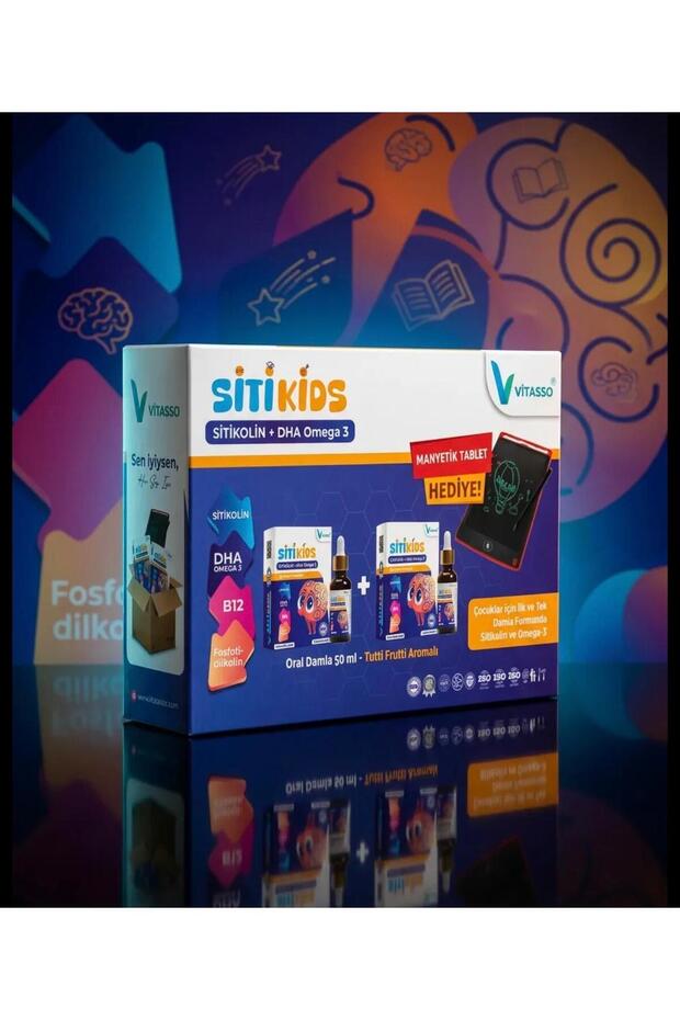 Siticolin Children Gift Magnetic Tablets 2-Pack Omega-3 Dha Epa Siticids 50 ml Drops F.Lkolin B12