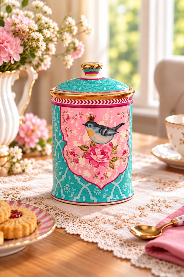 Royking Nice Qush Blue Medium Size Porcelain Jar - 21 cm