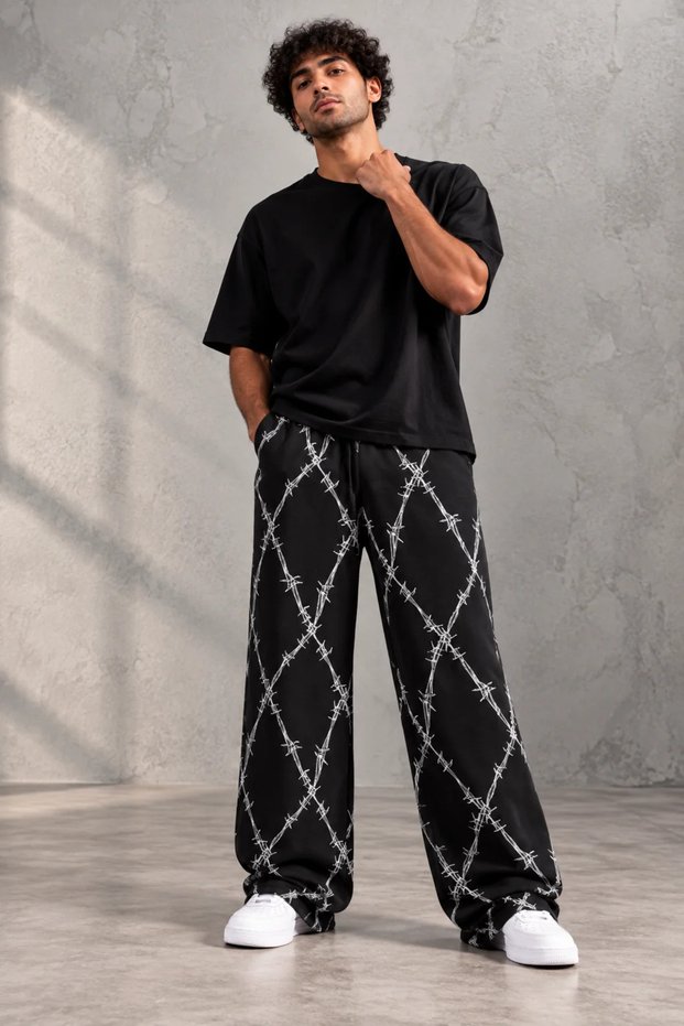 Patterned Trousers with Elastic Waist