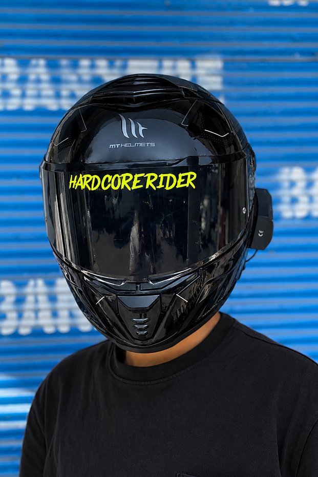 Hard Core Rider Visor Lettering Sticker Label for Motorcycle Helmet Visor