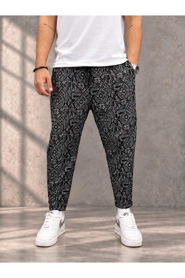 Patterned Trousers with Elastic Waist