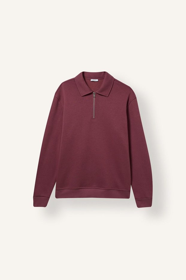 Cotton Regular Fit Polo Collar Thick Fabric Basic Sweatshirt H1833Ax26Au