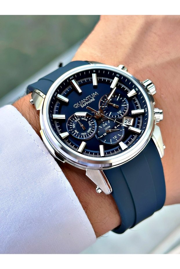 Functional Navy Blue Color Sapphire Glass 10 Atm Japanese Miyota Soft Touch Silicone Men Wristwatch 1220Qnt