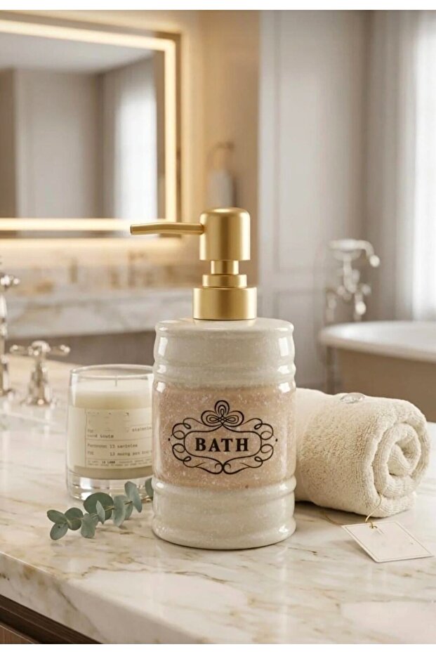 Artworks Bath Porcelain Liquid Soap Dispenser - Luxury Bathroom and Kitchen Soap Dispenser 350 ml