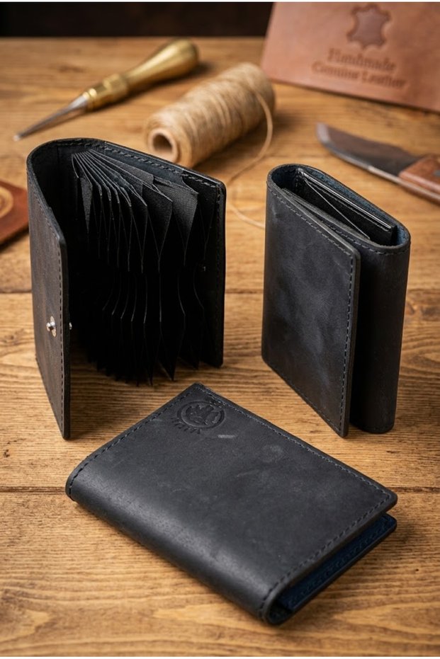 Men's Genuine Leather Wallet Card Holder Black