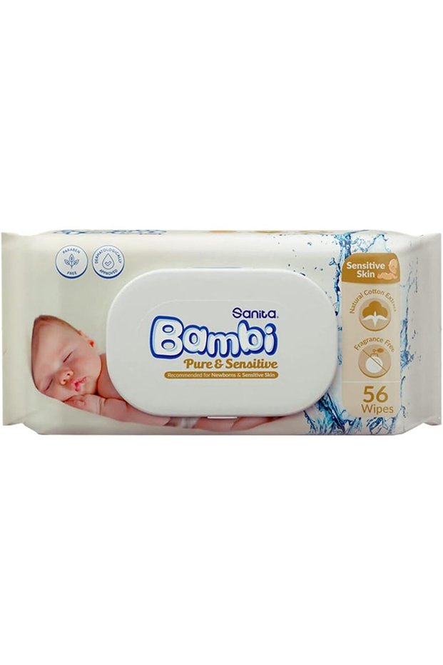 نقية وحساسة، 56 منديل مبلل للأطفال