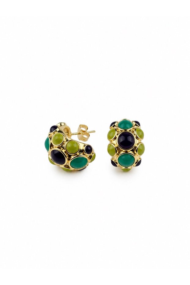 Colorful Enamel Curved Half Hoop Earrings