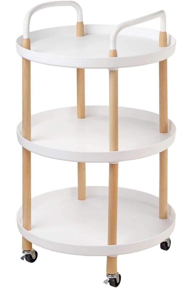 Round Side Table -3 Tier White - Versatile Space-Saving Elegant Design End Coffee Side Table Nightst