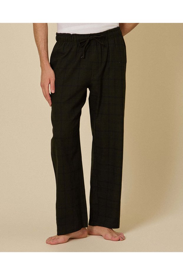 Men Green And Black Checked Pyjama Trousers