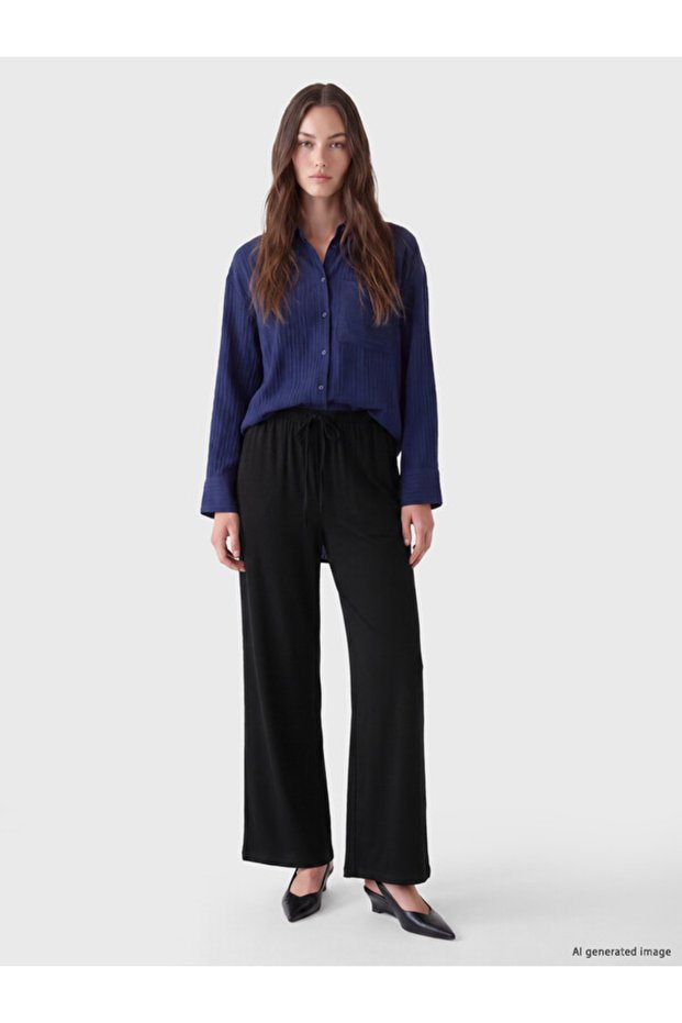 Esvab • Modern & Distinctive Wide-Leg Women's Trousers with Waist Drawstring