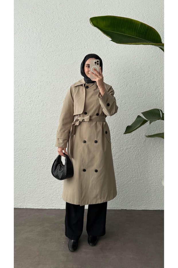 Belted Trench Coat - Khaki