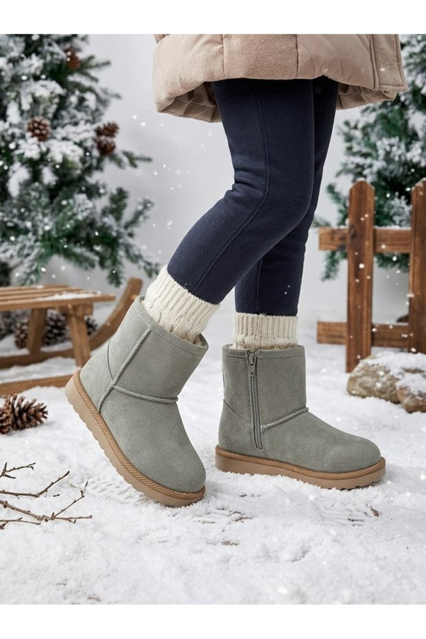 Suede Leather Mini Ug Boots Warm Stylish Winter Plush Lined Daily Unisex Children's Boots