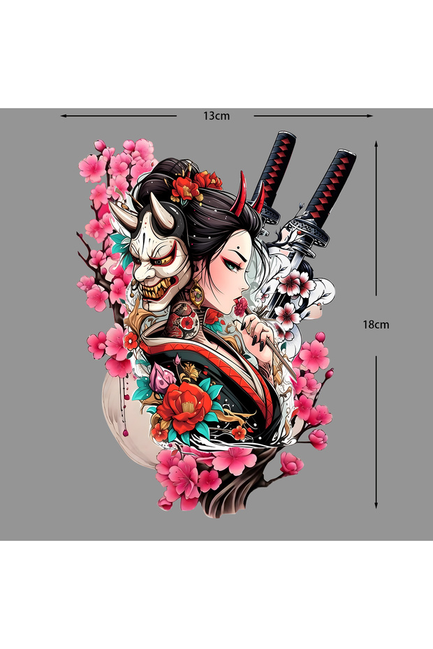 05 (18cm x 13cm) JDM Geisha Reflective Decals Fit Kawasaki Yamaha Zontes Voge Motorbike Helmet Winds