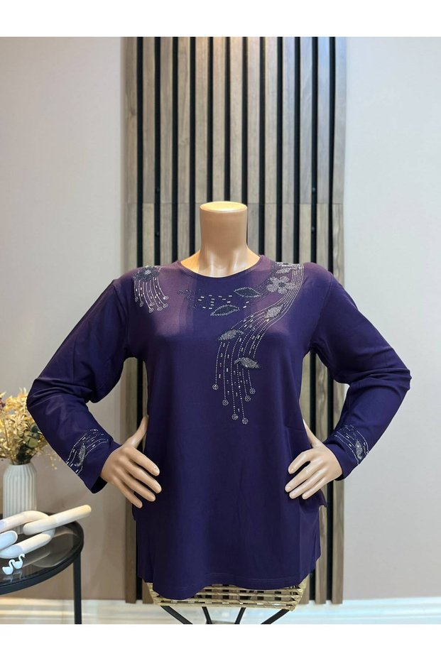 Women's Middle-Aged and Older Women's Winter Mother's Combed Cotton Blouse with Pendant Collar