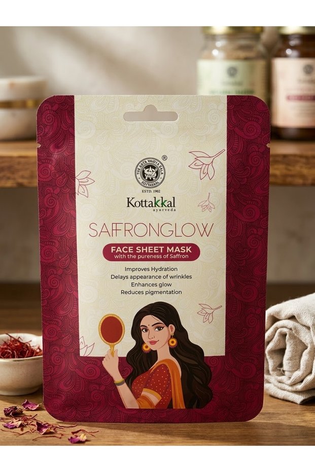 Saffronglow Face Sheet Mask (Kottakkal Arya Vaidyasala)