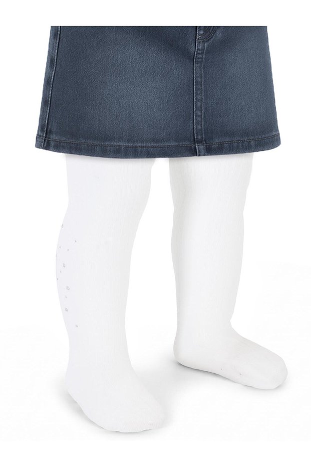 Stoned Derby 6- Baby Girl Pantyhose - Ecru