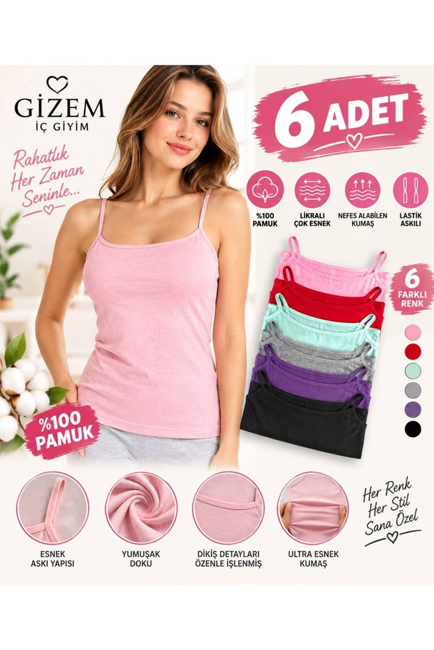 6 Colors Rope Strap 100% Cotton Super Quality Tank Top
