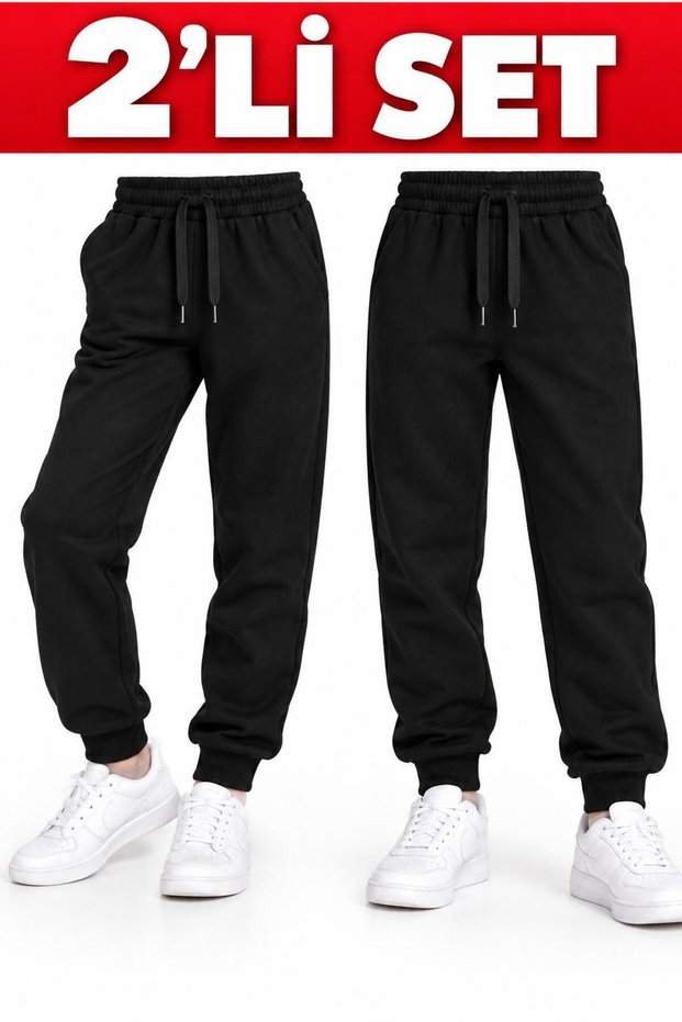 2-Piece Children's Sweatpants 2 Thread Count Suitable for 4 Seasons Girls Boys Children Knee-Free Fabric Compact Combed Cotton